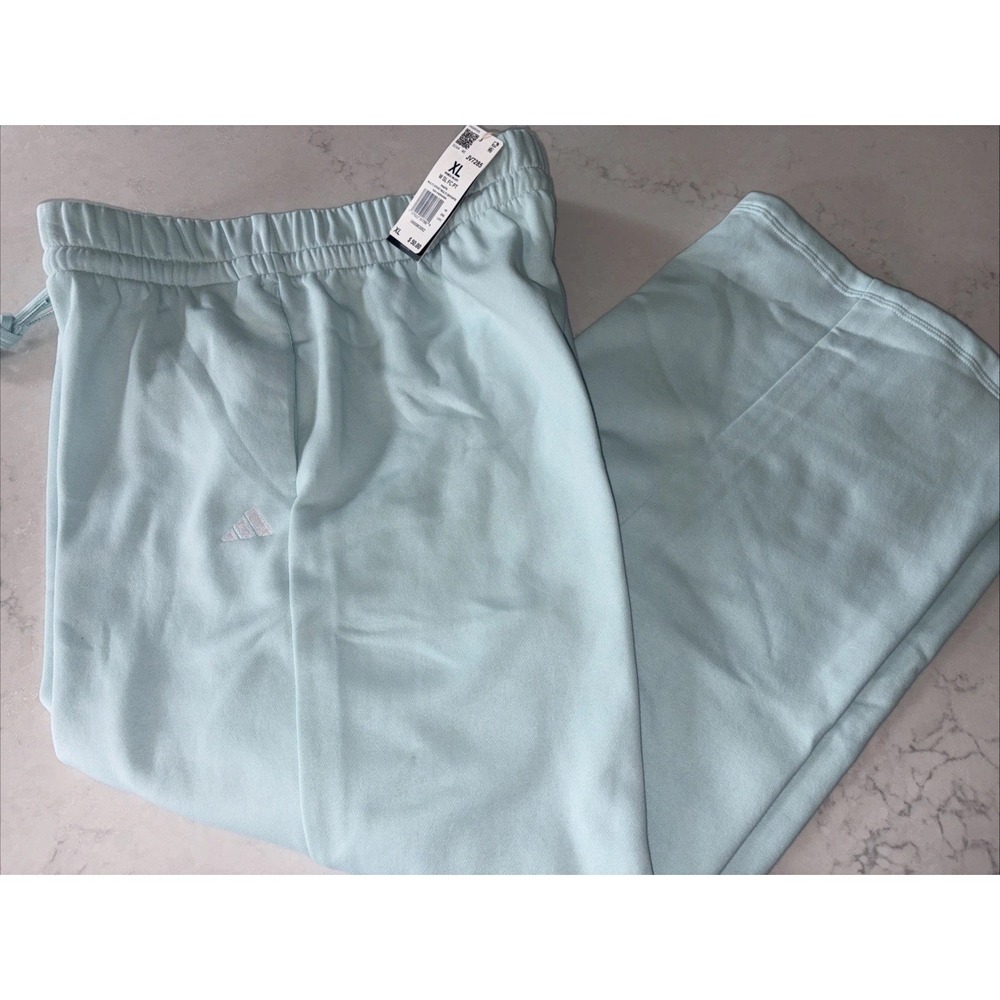 Women's Adidas Wide Leg Jogger Pants XL‎ Mint JV7285 Athletic 3 Stripe Green New